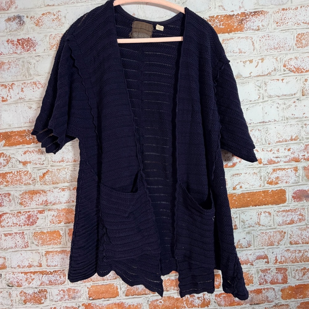 Guinevere Anthropologie Cardigan Womens Small Blue Pointelle Knit Cashmere Blend